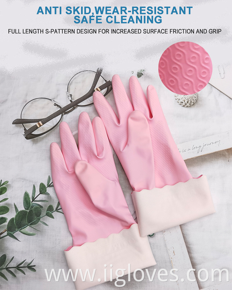 Pink Nitrile Latex Dishwashing Kitchen Cleaning Household Protective Household Vinyl Nitrile Blend Gloves